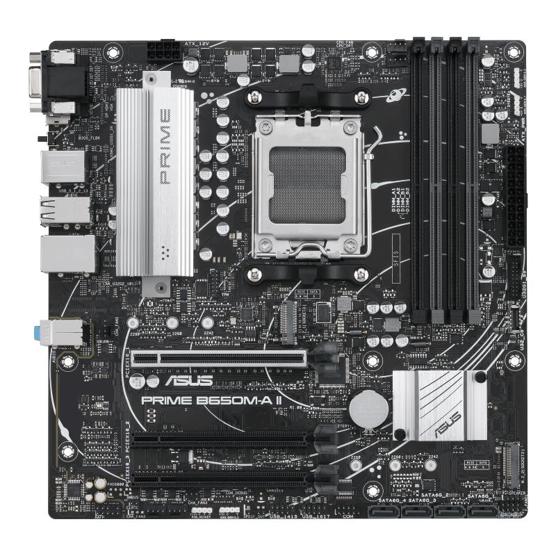Emaplaat|ASUS|AMD B650|SAM5|Micro-ATX|Mälu DDR5|Mälu pesad 4|2xPCI-Express 4.0 16x|2xM.2|1xVGA|1xHDMI|1xDisplayPort|4xUSB 2.0|4xUSB 3.2|1xPS/2|1xRJ45|3xAudio port|PRIMEB650M-AII-CSM