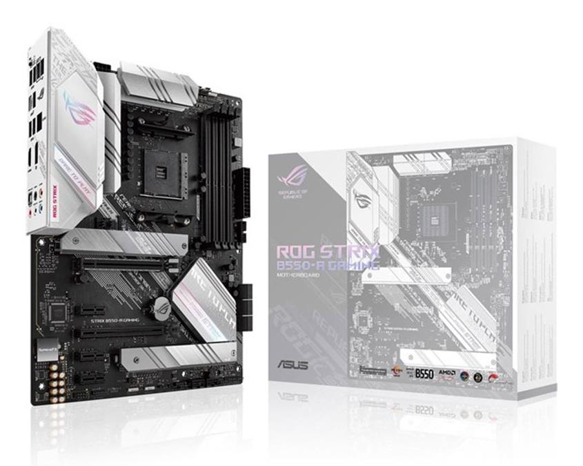 Emaplaat|ASUS|AMD B550|SAM4|ATX|3xPCI-Express 3.0 1x|1xPCI-Express 3.0 4x|1xPCI-Express 4.0 16x|2xM.2|Mälu DDR4|Mälu pesad 4|1xHDMI|1xDisplayPort|2xAudio-In|3xAudio-Out|2xUSB 2.0|1xUSB type C|5xUSB 3.2|1xOptical S/PDIF|1xRJ45|ROGSTRIXB550-AGAMING
