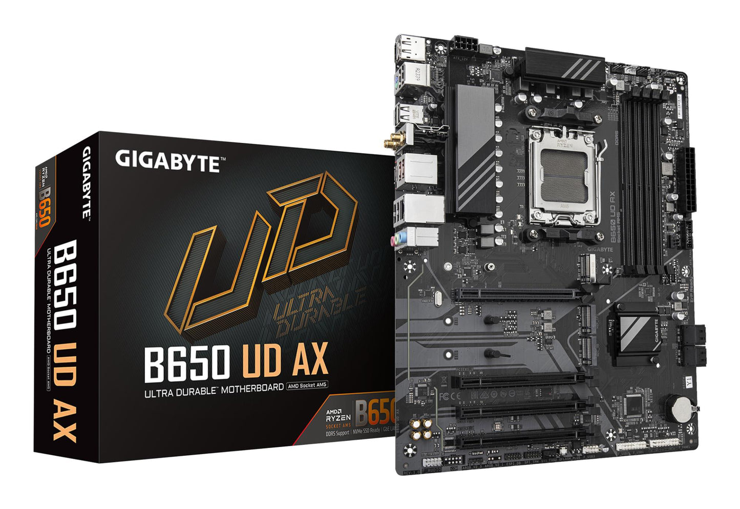 Emaplaat|GIGABYTE|AMD B650|SAM5|ATX|Mälu DDR5|Mälu pesad 4|1xPCI-Express 16x|3xPCI-Express 3.0 16x|3xM.2|1xHDMI|1xDisplayPort|6xUSB 2.0|2xUSB 3.2|1xUSB-C|1xRJ45|3xAudio port|B650UDAX1.0Y1
