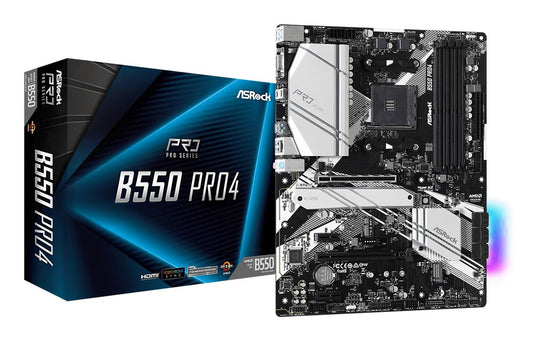 Mainboard|ASROCK|AMD B550|SAM4|ATX|2xPCI-Express 3.0 1x|1xPCI-Express 3.0 16x|2xM.2|1xPCI-Express 4.0 16x|Memory DDR4|Memory slots 4|1x15pin D-sub|1xHDMI|1xUSB type C|5xUSB 3.2|1xPS/2|1xRJ45|3xAudio port|B550PRO4