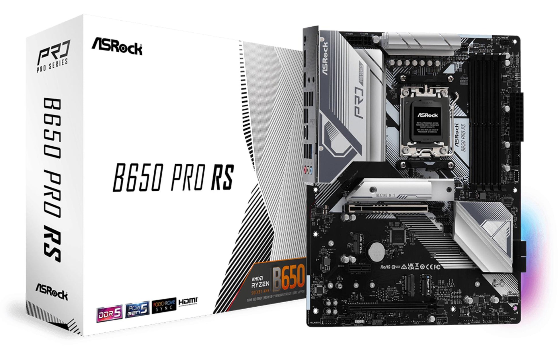 Emaplaat|ASROCK|AMD B650|SAM5|ATX|Mälu DDR5|Mälu pesad 4|1xPCI-Express 3.0 16x|1xPCI-Express 4.0 16x|3xM.2|1xHDMI|1xDisplayPort|6xUSB 2.0|3xUSB 3.2|1xUSB-C|1xRJ45|3xAudio port|B650PRORS