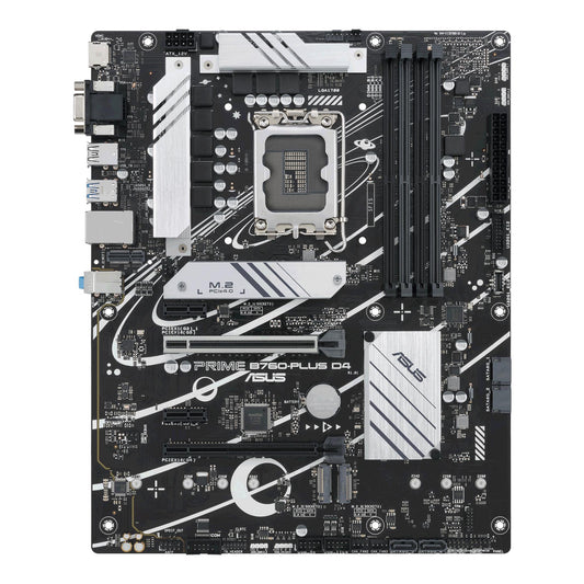 Mainboard|ASUS|Intel B760 Express|LGA1700|ATX|Memory DDR4|Memory slots 4|2xPCI-Express 3.0 1x|1xPCI-Express 4.0 16x|1xPCI-Express 5.0 16x|3xM.2|1x15pin D-sub|1xHDMI|1xDisplayPort|2xUSB 2.0|3xUSB 3.2|1xUSB-C|1xRJ45|3xAudio port|PRIMEB760-PLUSD4