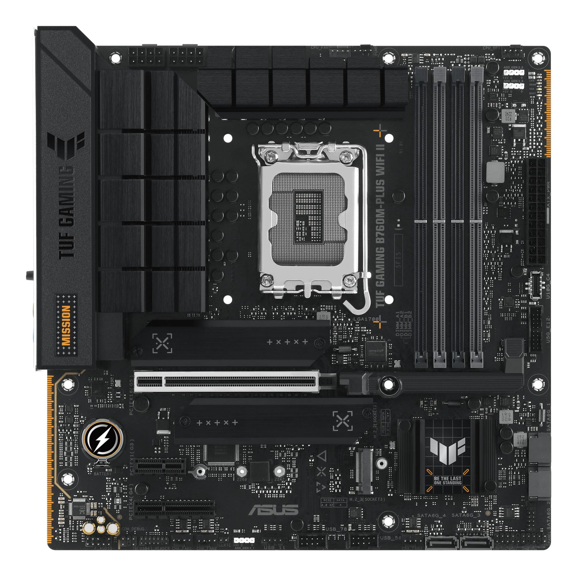 Mainboard|ASUS|Intel B760 Express|LGA1700|Micro-ATX|Memory slots 4|1xPCI-Express 3.0 1x|1xPCI-Express 4.0 4x	|1xPCI-Express 5.0 16x|3xM.2|1xHDMI|1xDisplayPort|4xUSB 2.0|3xUSB 3.2|1xUSB-C|1xOptical S/PDIF|1xRJ45|5xAudio port|TUFGAMINGB760M-PLUS