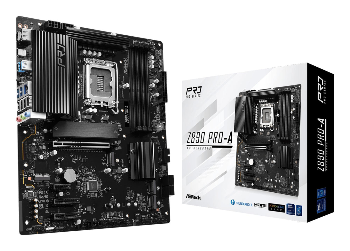 Emaplaat|ASROCK|Intel Z890|LGA1851|ATX|Mälu DDR5|Mälu pesad 4|1xPCI-Express 4.0 1x|2xPCI-Express 4.0 4x|1xPCI-Express 5.0 16x|1xM.2|1xHDMI|1xDisplayPort|4xUSB 2.0|2xUSB 3.2 type B|1xUSB 3.2|1xUSB-C|1xUSB-C Thunderboltiga|1xRJ45|3xAudio port|Z890PRO-A