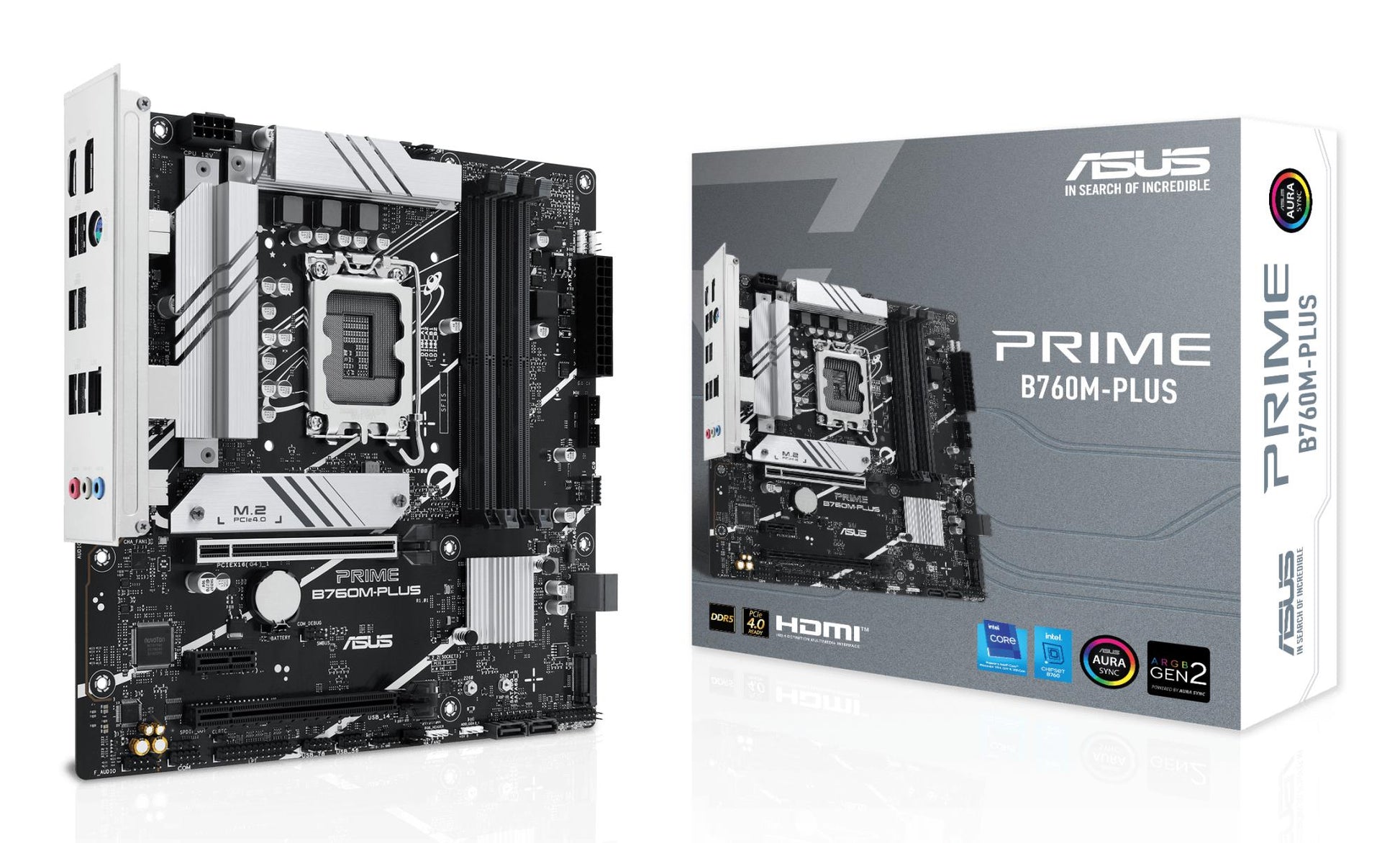 Mainboard|ASUS|Intel B760 Express|LGA1700|Micro-ATX|Memory DDR5|Memory slots 4|1xPCI-Express 4.0 1x|2xPCI-Express 4.0 16x|2xM.2|1xHDMI|1xDisplayPort|4xUSB 2.0|2xUSB 3.2|1xPS/2|1xRJ45|3xAudio port|PRIMEB760M-PLUS