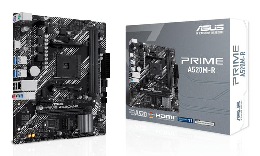 Mainboard|ASUS|AMD A520|SAM4|Micro-ATX|Memory DDR4|Memory slots 2|1xPCI-Express 3.0 1x|1xPCI-Express 3.0 16x|1xM.2|1xHDMI|2xUSB 2.0|4xUSB 3.1|2xPS/2|1xRJ45|3xAudio port|PRIMEA520M-R