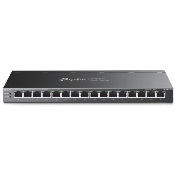 Switch|TP-LINK|Switch tüüp Unmanaged|Kuhjatav Jah|16xRJ-45 porti|RJ-45 Portide tüüp Gigabit Ethernet (10/100/1000)|16xGigabit Ethernet (vask) portide arv|Power over Ethernet (PoE) Jah|TL-SG116P