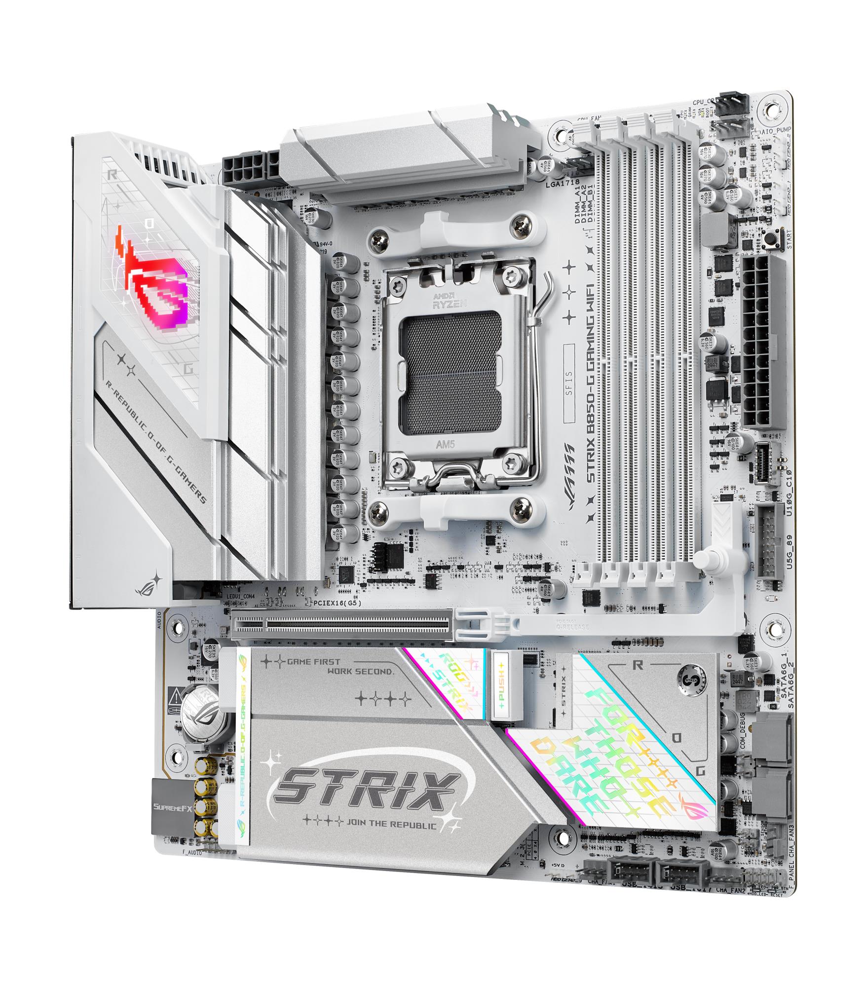 Peamoodul|ASUS|AMD B850|SAM5|Micro-ATX|Mälu DDR5|Mälu pesad 4|1xPCI-Express 5.0 16x|4xM.2|1xHDMI|1xDisplayPort|2xUSB 2.0|4xUSB 3.2|4xUSB-C|1xOptical S/PDIF|1xRJ45|2xAudio port|STRIXB850-GGAMINGWIFI
