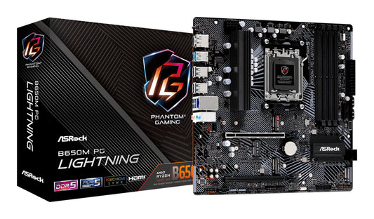 Mainboard|ASROCK|AMD B650|SAM5|Micro-ATX|Memory DDR5|Memory slots 4|1xPCI-Express 3.0 16x|1xPCI-Express 4.0 16x|3xM.2|1xHDMI|1xDisplayPort|4xUSB 2.0|3xUSB 3.2|1xUSB-C|1xRJ45|3xAudio port|B650MPGLIGHTNING